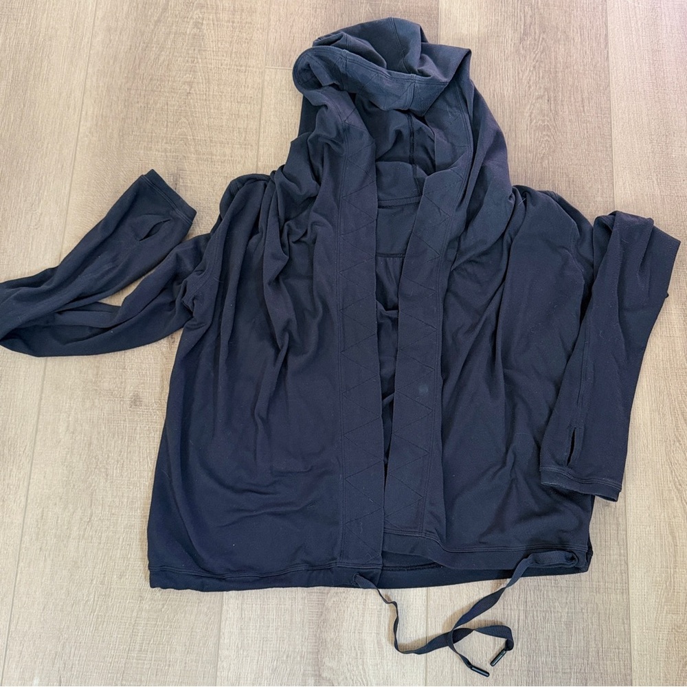 Lululemon Ready to Rulu Hoodie Black Wrap Tie Front Women SZ 2 Read Lightweight - Picture 7 of 12